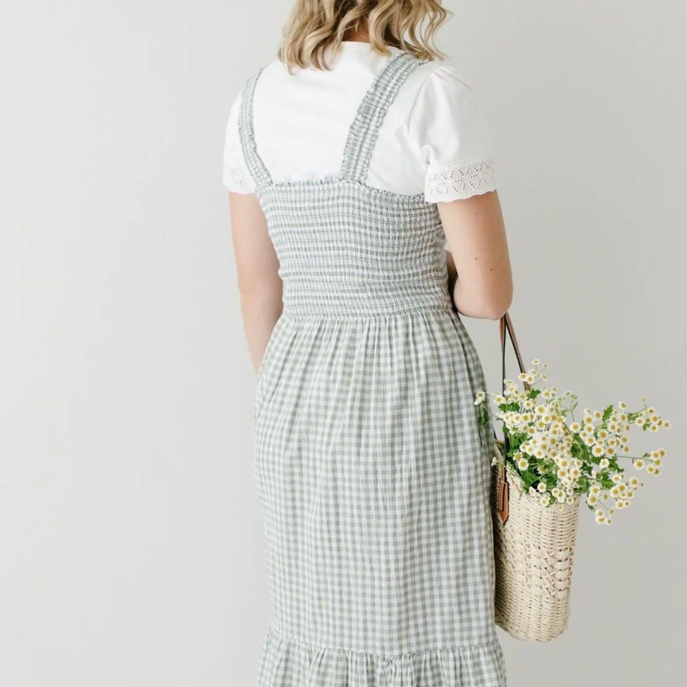 beachlunchlounge Green and White Midi Dress - Picture 3 of 7
